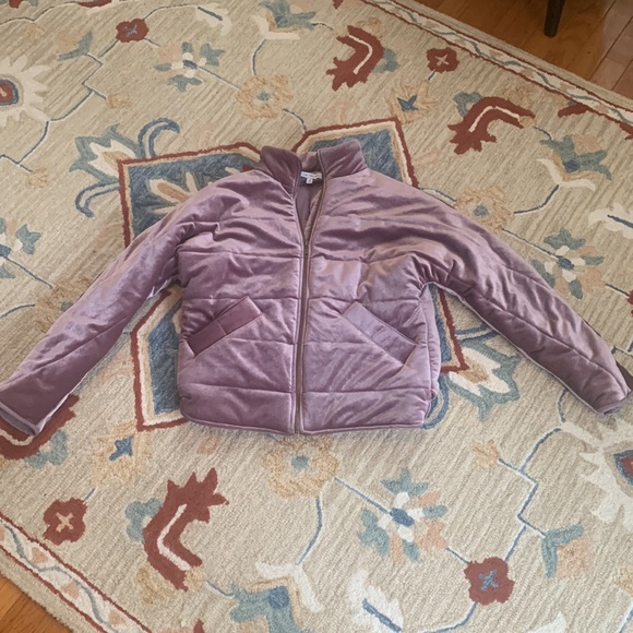 Rachel Parcell Velvet lavender purple jacket designer Fall pink thread 6 M - Picture 10 of 10